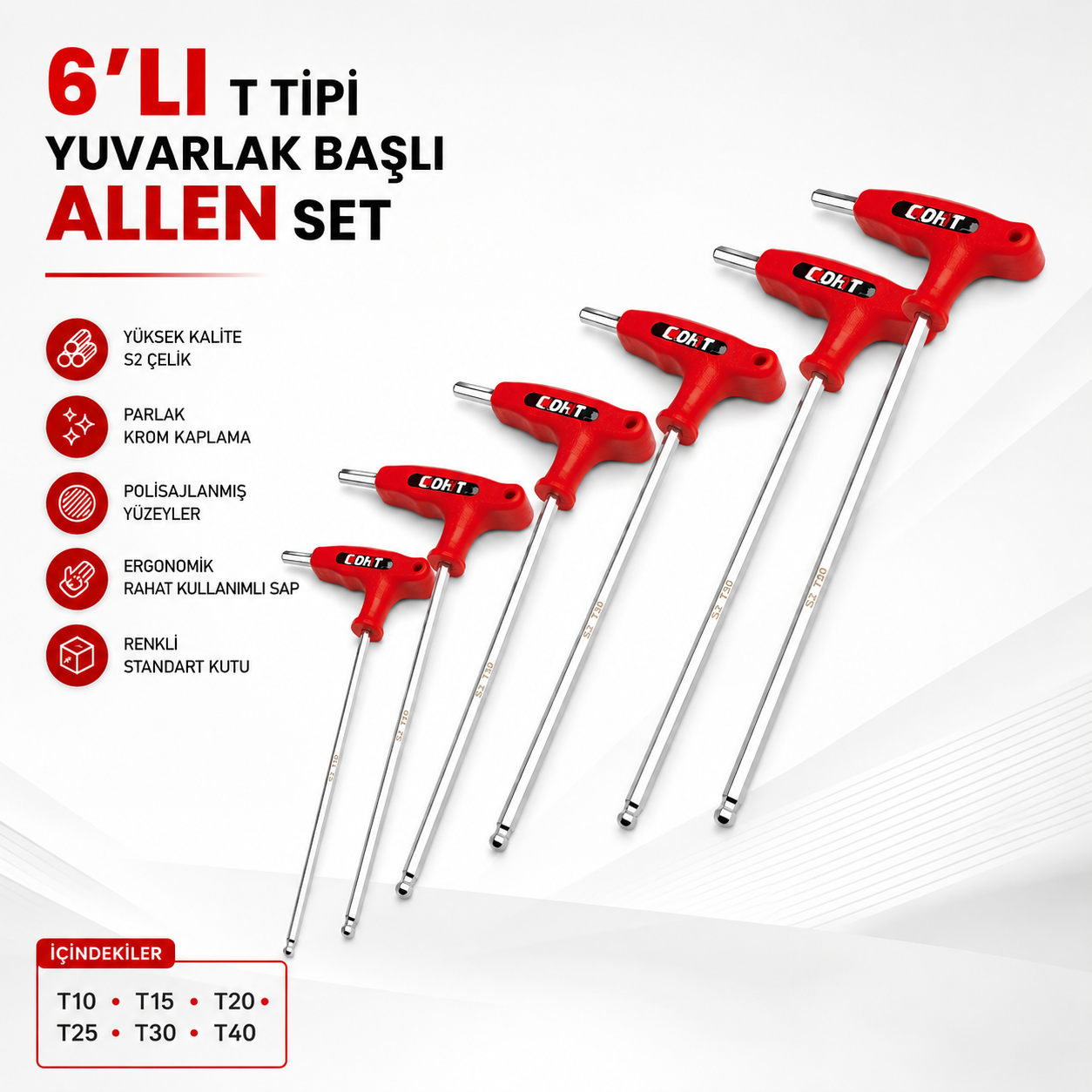 6’LI T TİPİ YUVARLAK BAŞLI ALLEN SET