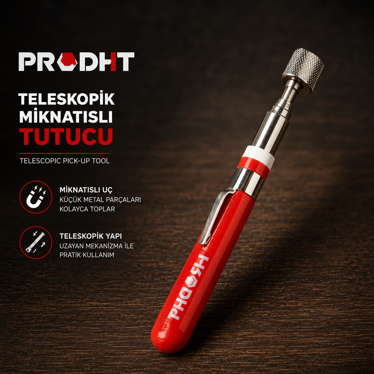 TELESKOPİK MIKNATISLI PARÇA TUTUCU