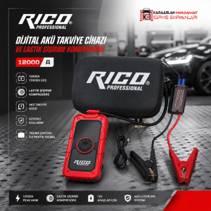 Rico 022-RC4073 Rico Dijital Akü Takviye Cihazı Ve Lastik Şişirme Kompresörü 12000 A