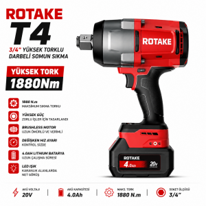 ROTAKE T4 3/4 YÜKSEK TORKLU DARBELİ SOMUN SIKMA