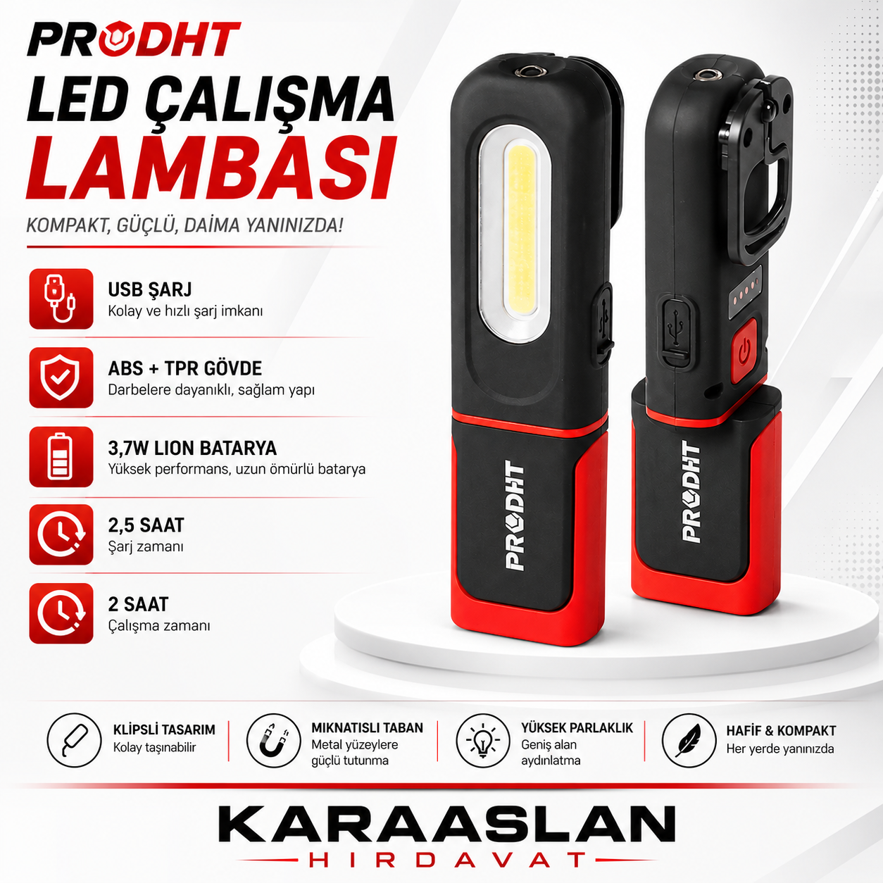 350 Lümen Şarjlı LED Fener