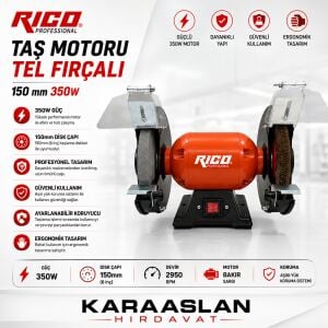 Rico Profesyonel Taş Motoru Tel Fırçalı 150 mm 350W