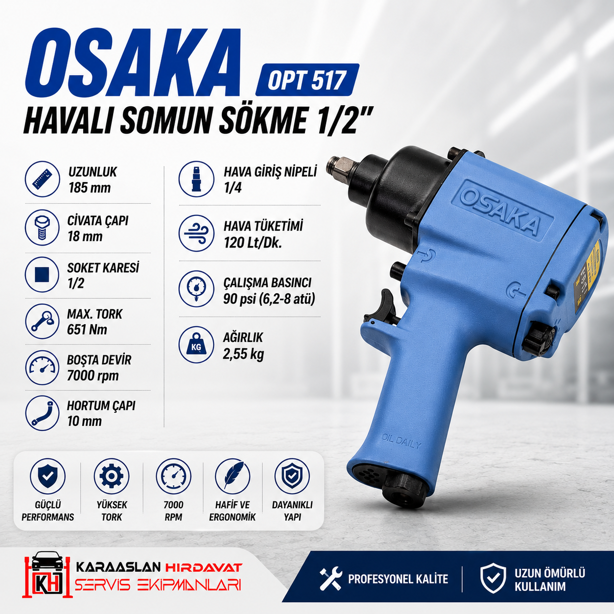 Osaka 1/2 Havalı Somun Sökme  OPT 517