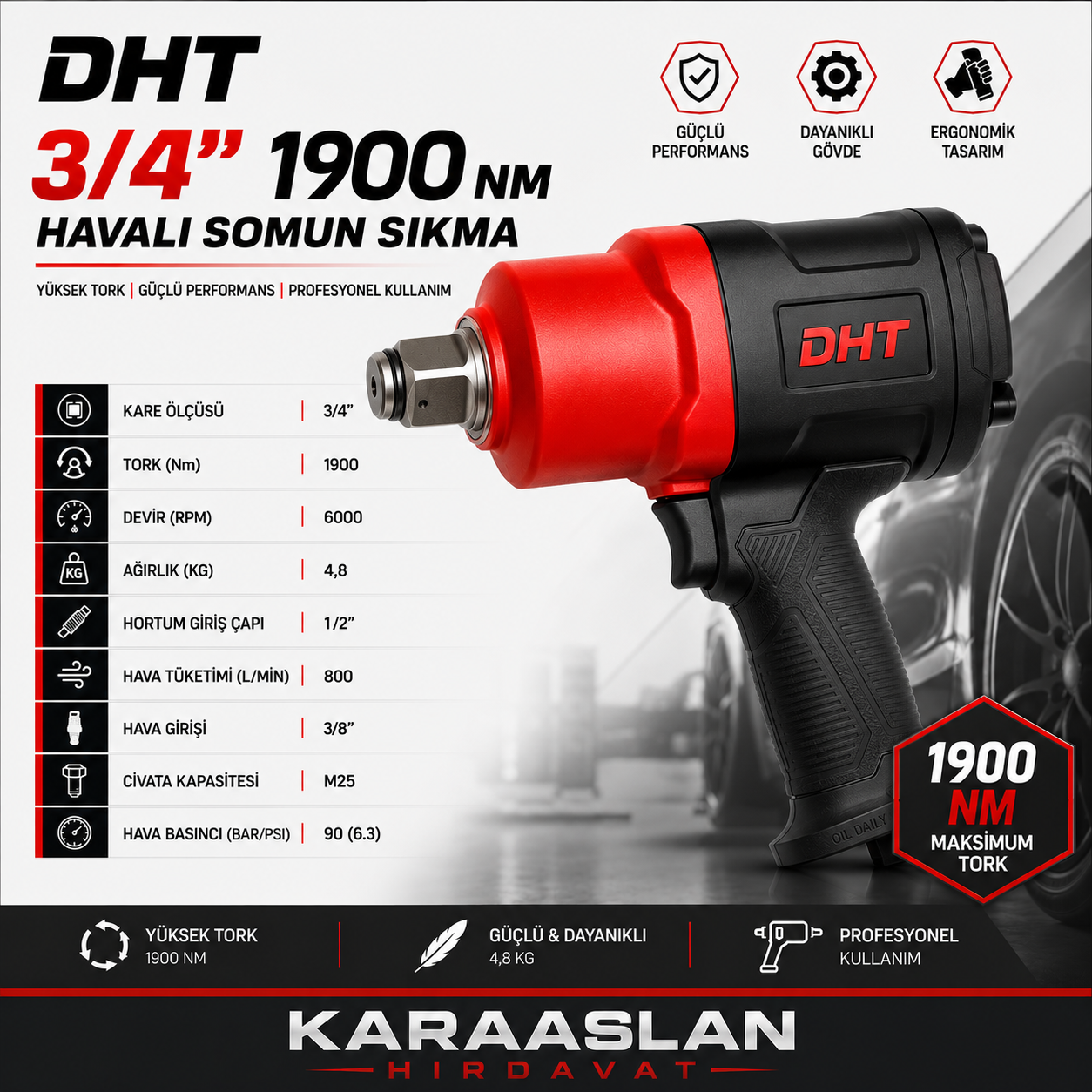 Dht 3/4 1900 NM Havalı Somun Sıkma
