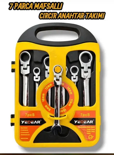 YEDEAR 7 Parça Mafsallı Cırcır Anahtar Takımı