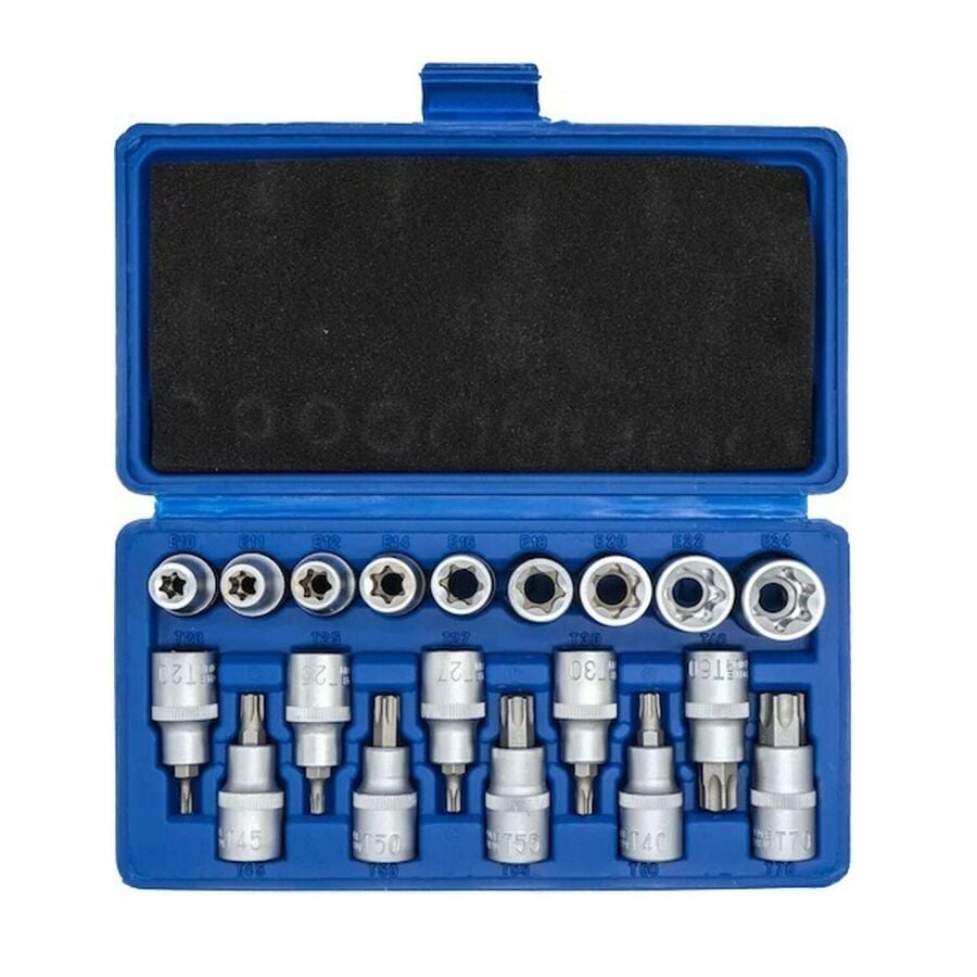 1/2 Torx ve İç Dış Torx E Lokma Seti 19 Parça Çantalı
