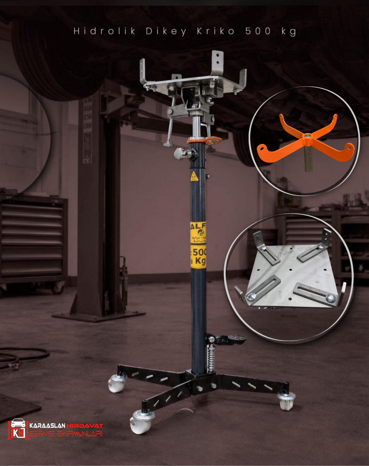 0.5 Ton Hidrolik Şanzıman Krikosu + Eğim Aparatı