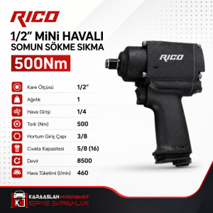 Rico 1/2 Mini Havalı Somun Sökme Sıkma 500Nm