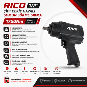 Rico 1/2 Çift Çekiç Havalı Somun Sökme Sıkma 1750Nm