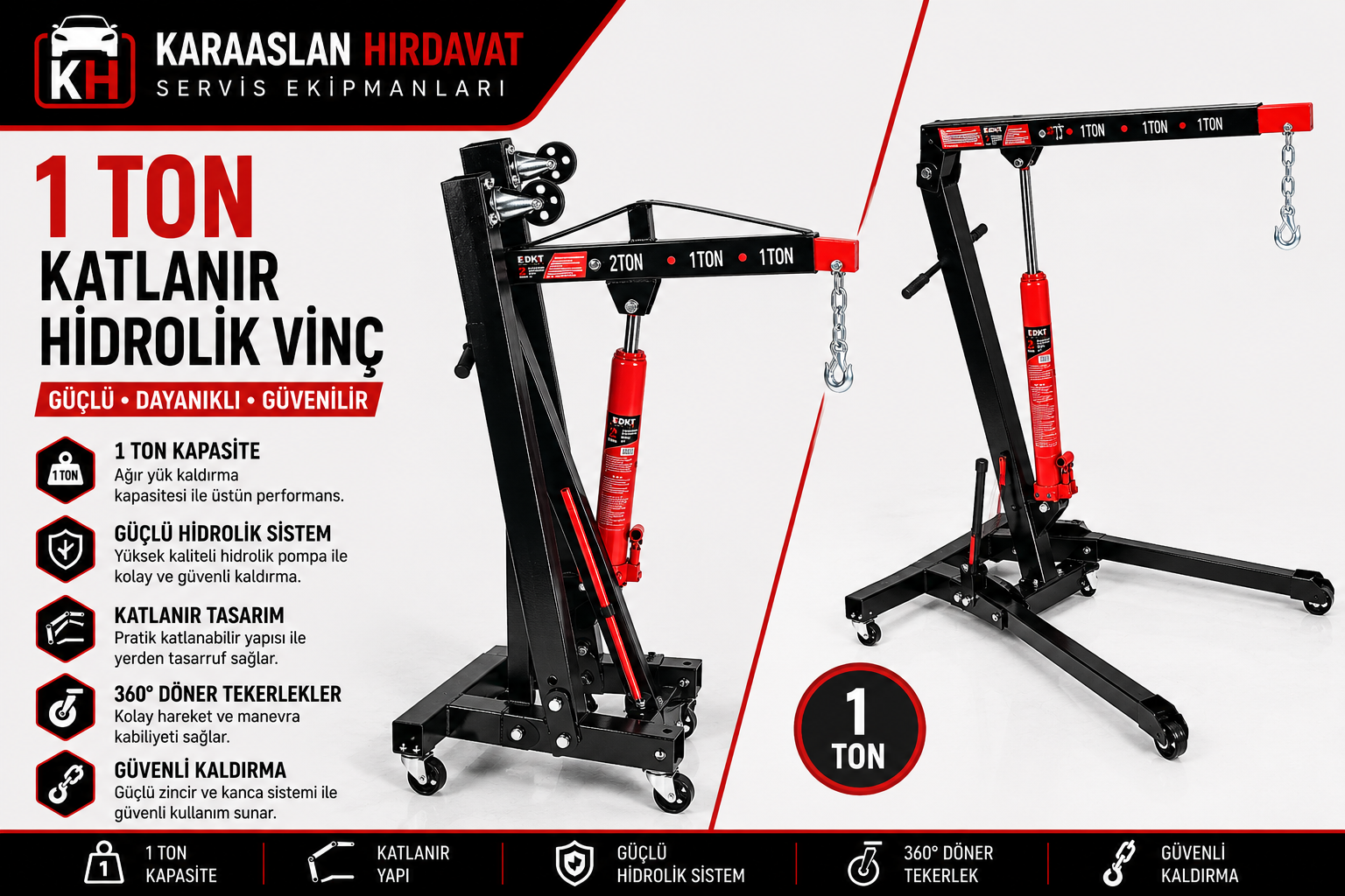 DHT 1 TON KATLANIR HİDROLİK CARASKAL VİNÇ