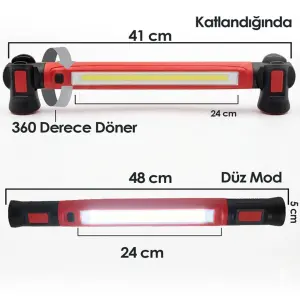 Çalışma Lambası 1200 Lümen Mıknatıslı Şarjlı Led Fener