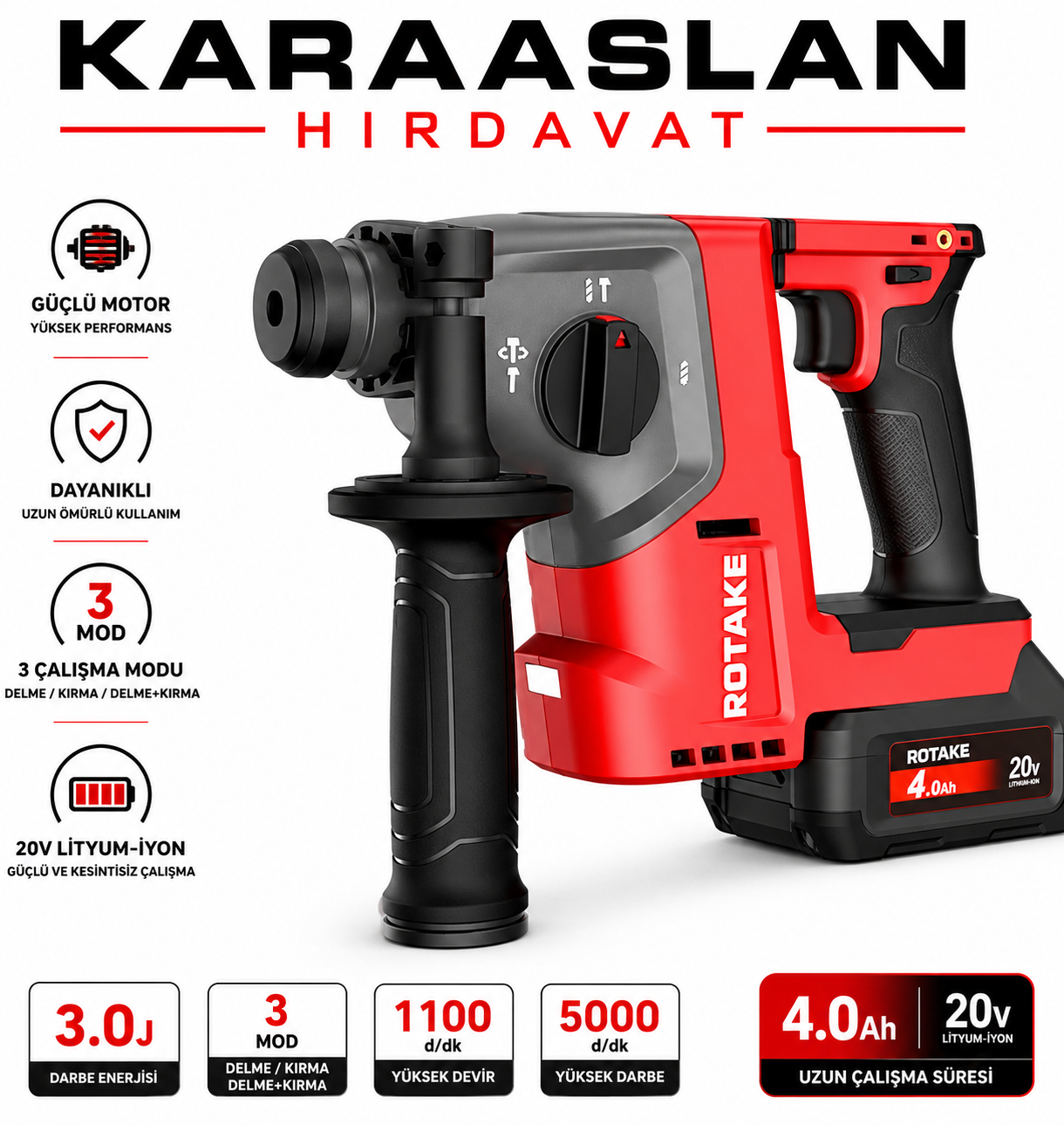 ROTAKE H1 22 MM SDS PLUS DARBELİ KIRICI DELİCİ