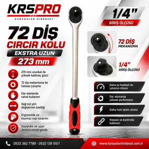 Rico 1/4 Uzun Lokma Cırcır Kolu 270mm 72 Diş