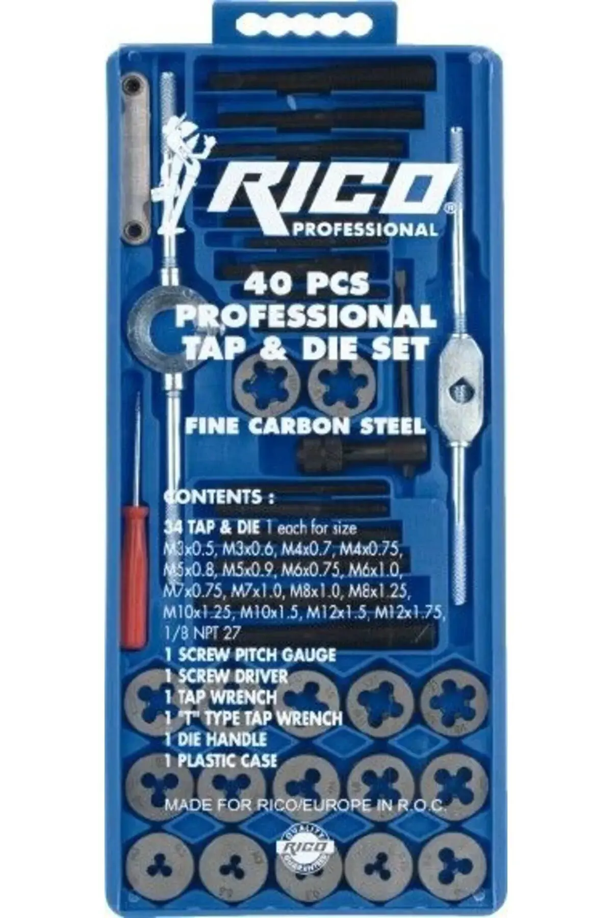 Rico 40 Parça Metrik Kılavuz Ve Pafta Seti Diş Açma Tamir