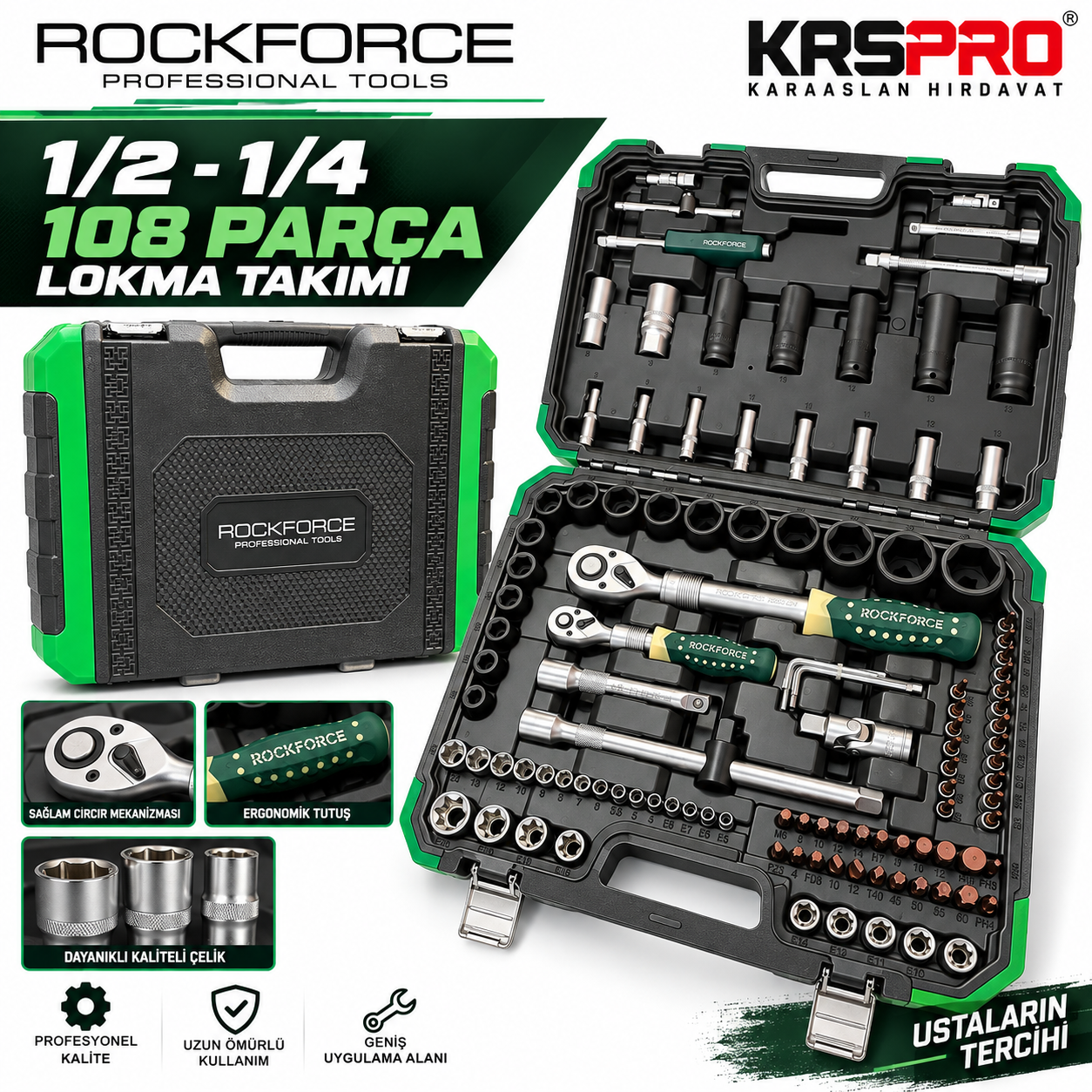 ROCKFORCE 1/2-1/4 108 PARÇA LOKMA TAKIMI (YENİLENMİŞ HALİYLE)