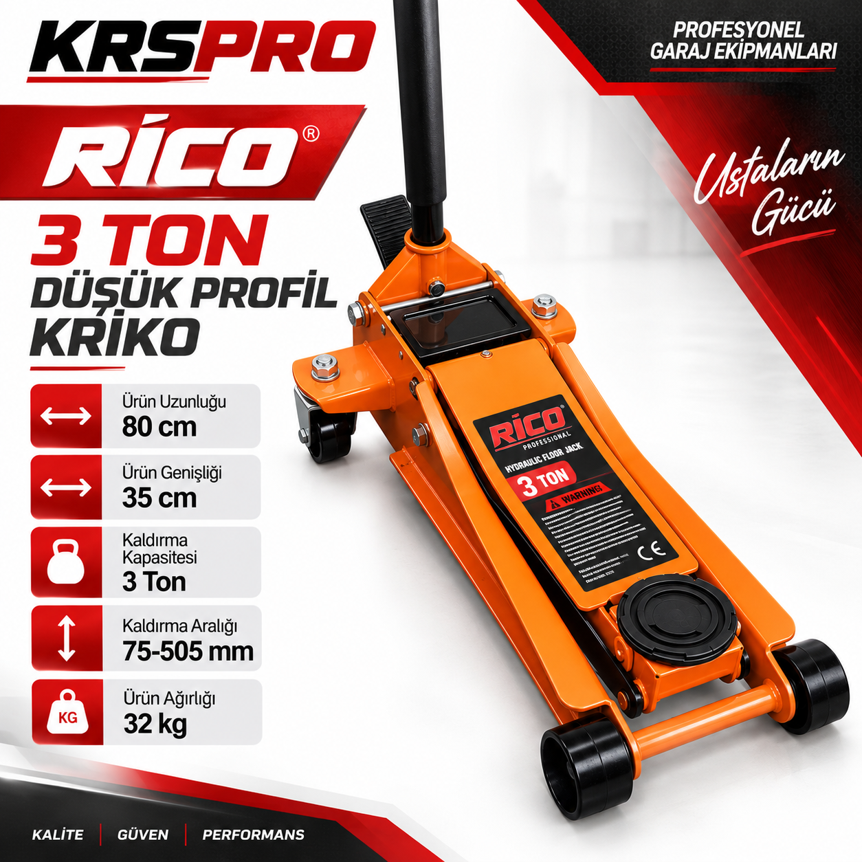 Rico 013-RC6037 3 Ton Düşük Profil Kriko