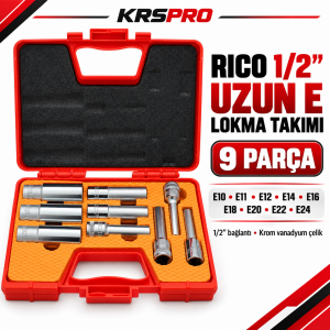 Rico 1/2 Kısa 9 Parça İç Torx E Lokma Takımı Seti Uzun