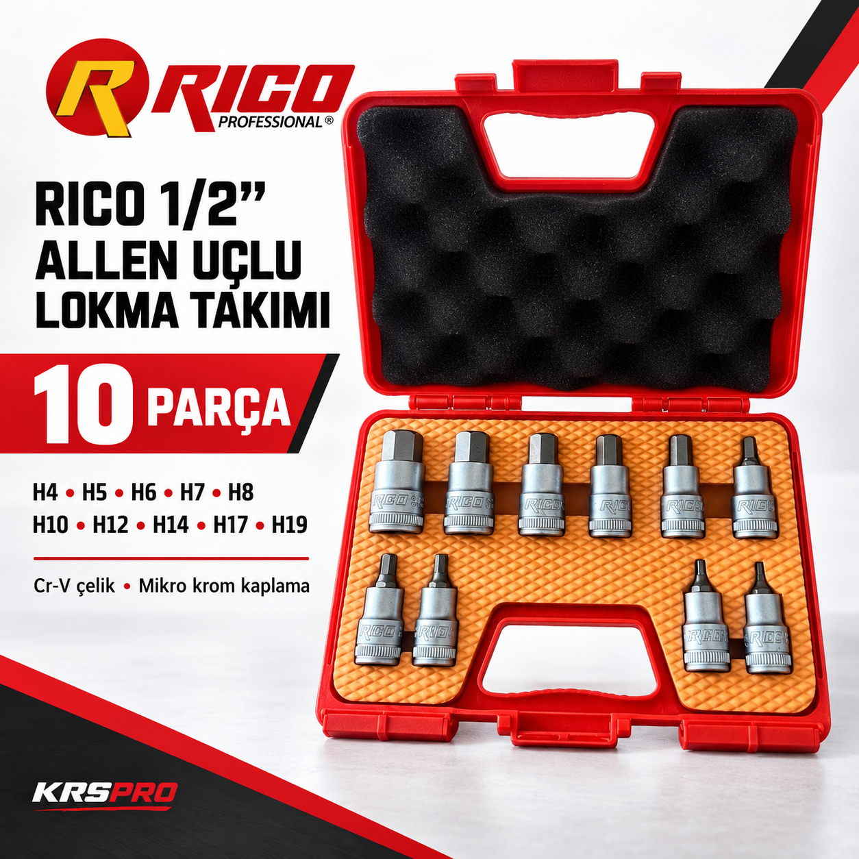 RICO 1/2 Allen Uçlu Lokma Takımı 10 Parça