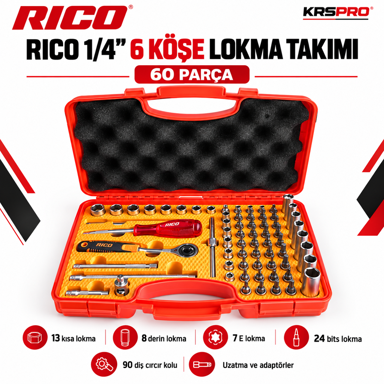 Rico 60 Parça 6 Köşe 1/4 Lokma Takımı