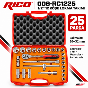Rico 006-RC1225 12 Köşe 1/2 Lokma Takımı 25 Parça